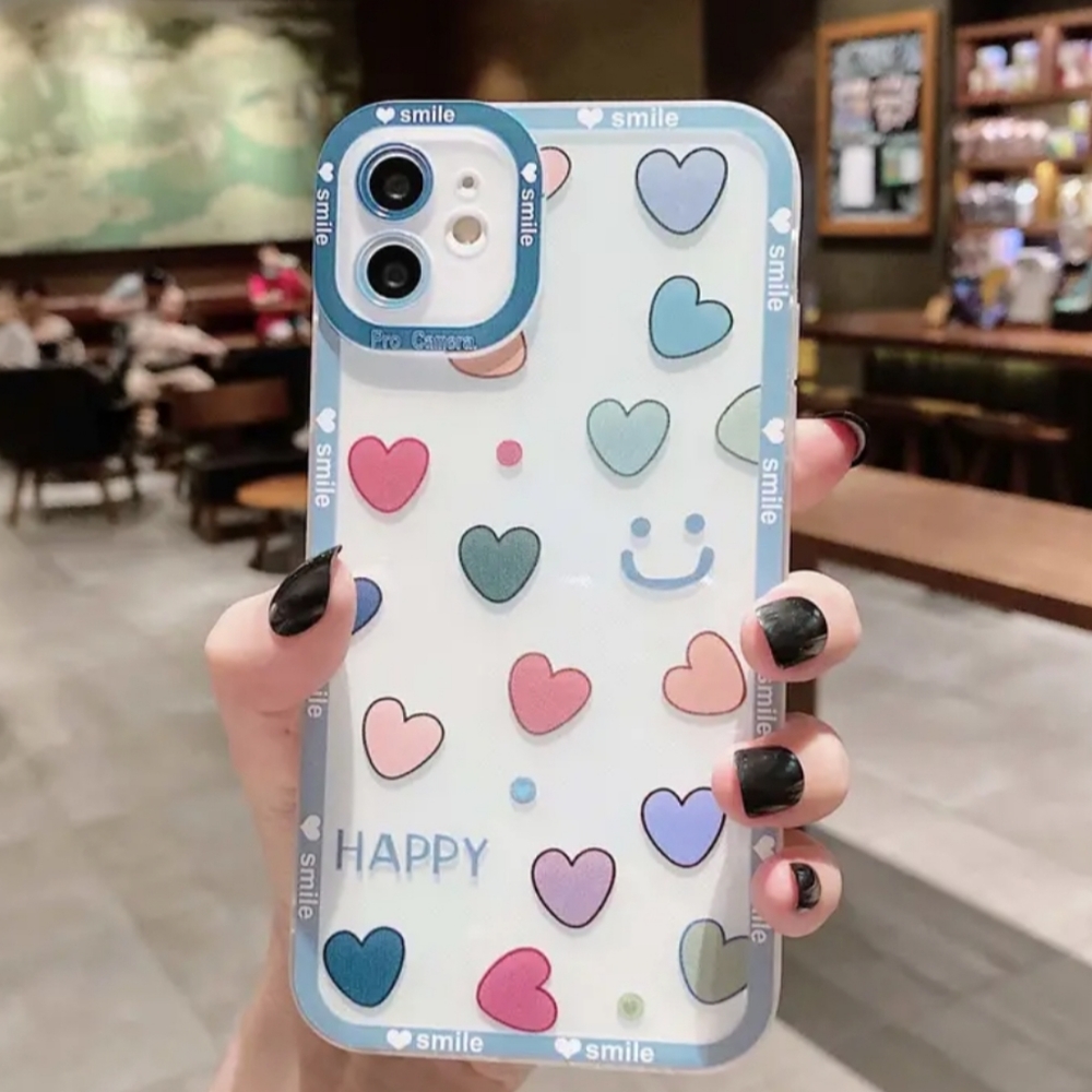 Brand new Apple IPhone 14 Pro Max Happy heart 🩷🩵💜 Silicone Phone case